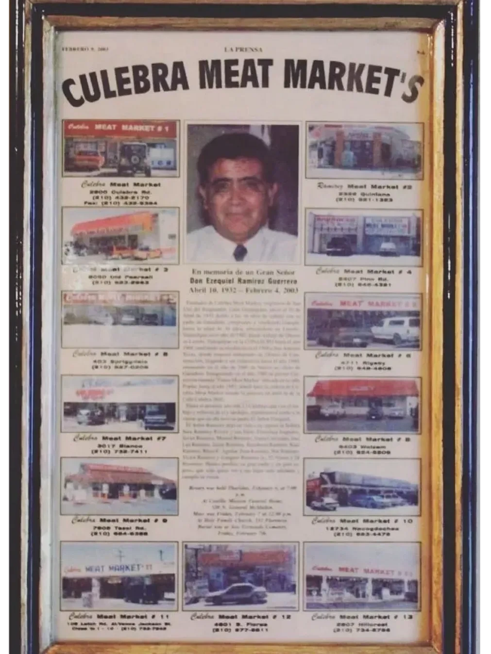 Don Ezequiel Ramirez, founder of Culebra Meat Market